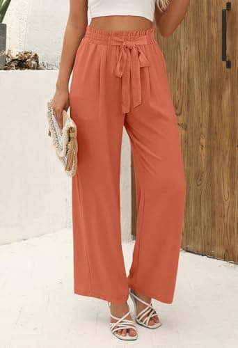 Angerella Women's Wide Leg Adjustable Waist Casual Trousers