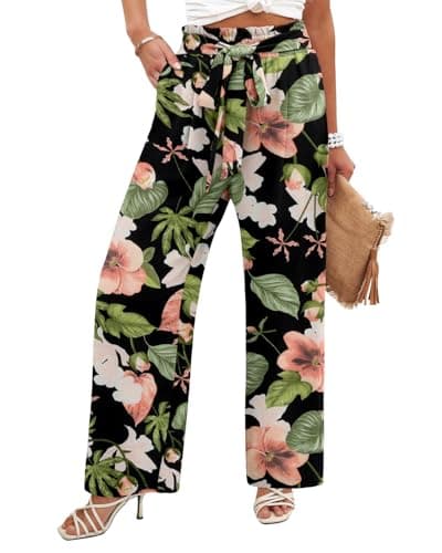 Flowy Women's Wide Leg Pants with Elastic Waist and Pockets, Ideal for Business or Casual Wear