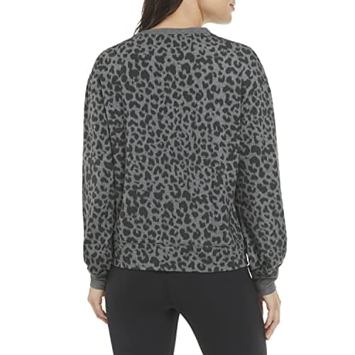 Danskin Women's Cozy Leopard Print Sweatshirt