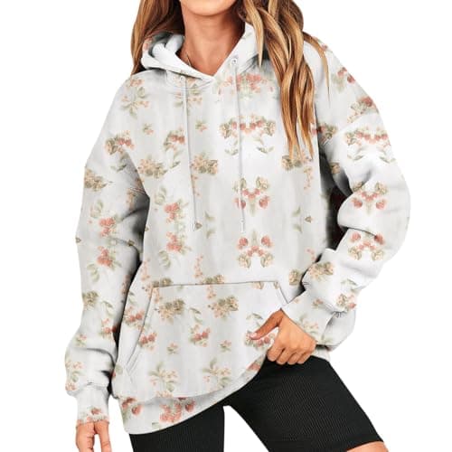 GOFULY Women's Oversized Camo Hoodie with Maple Leaf Print