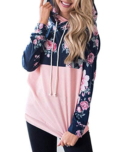 Barlver Women's Casual Color Block Long Sleeve Hoodies with Pocket