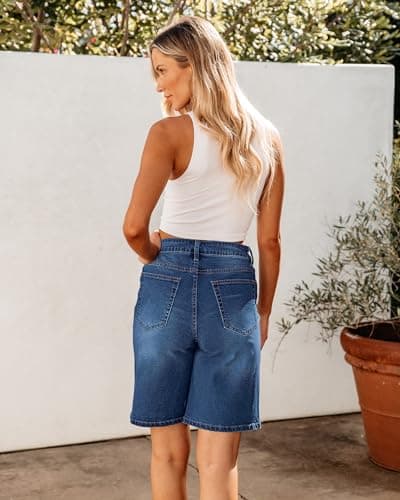 Luvamia High-Waisted Bermuda Jean Shorts for Women