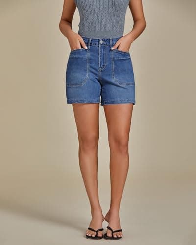 Luvamia Jean Shorts for Women Casual Summer Jorts Trendy Mid Rise Cut Off Denim Shorts with Pockets