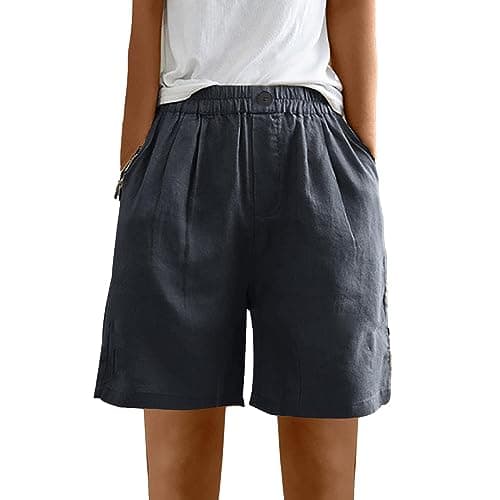 Sktremeuru Women's Trendy Casual Cotton and Linen Yoga Beach Shorts