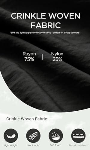 ODODOS Women's Wide Leg Crinkle Pockets Comfortable High Waist Pants