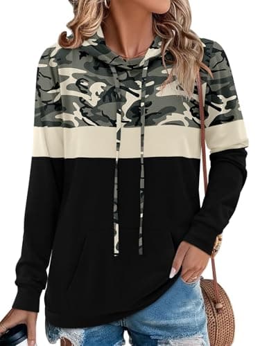 Women's Camo Leopard Print Hoodie Sweatshirt