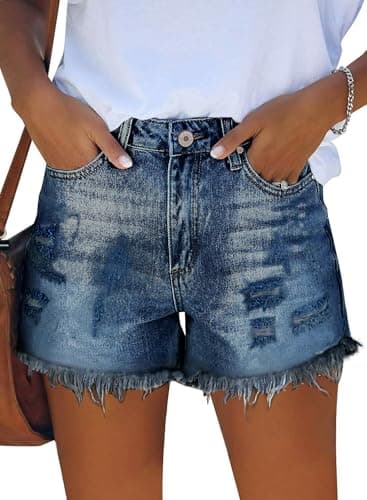 Magritte Mid-Waisted Ripped Denim Shorts for Women