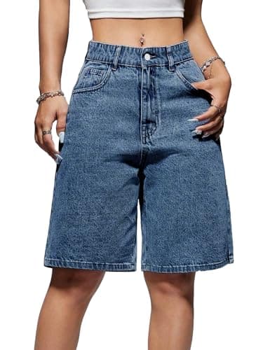 EMMIOL Women's Baggy Jean Jorts Mid-Low Waisted Denim Shorts