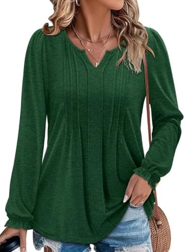 Angerella Comfortable V-Neck Long Sleeve Shirts for Women