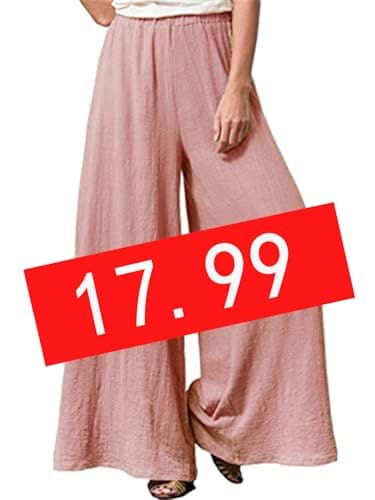 Hisanny Plus Size Wide Leg Linen Pants with Pockets L 5XL