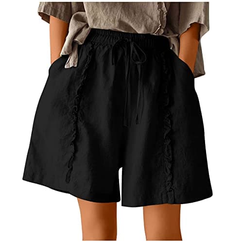 Yxzogd Women's Stretch Linen Bermuda Shorts for Summer Casual Wear