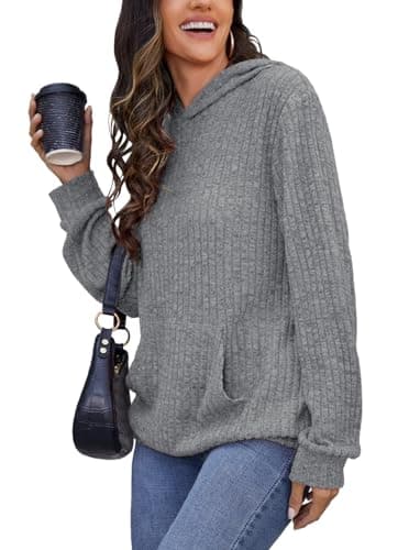 Bosmeer Women's Long Sleeve Shirts with Kangaroo Pocket & Hood Fall Pullovers