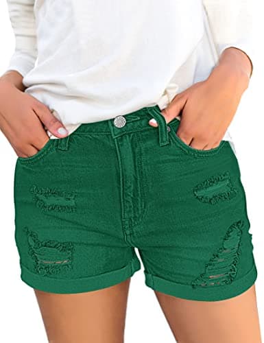 Luvamia Women's High-Waisted Ripped Denim Shorts