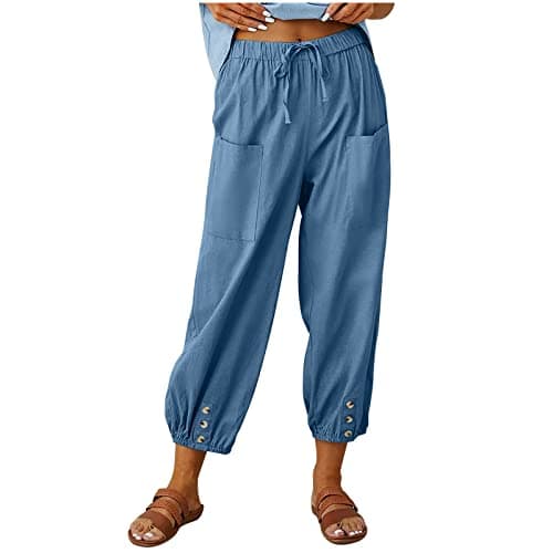 Itsame High Waist Cotton Linen Pants for Women