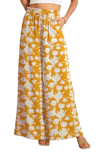 JINKESI Women's High-Waist Wide Leg Loose Pants with Adjustable Ties