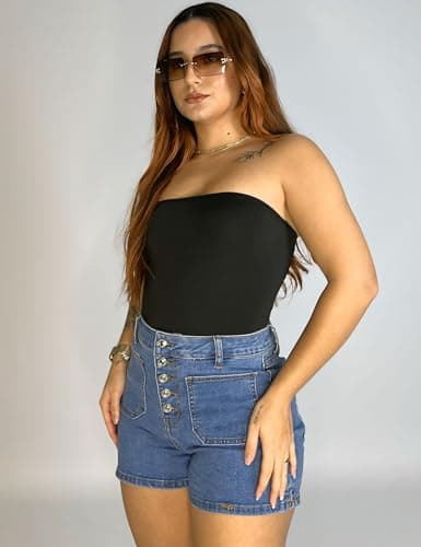 Luvamia Women's High-Waisted Casual Stretch Denim Shorts