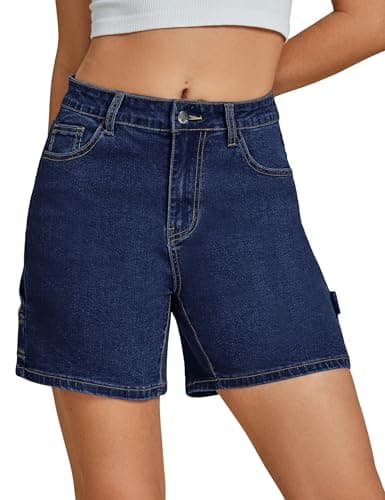 Luvamia High-Waisted Trendy Casual Denim Jorts for Women Cutoff Shorts with Pockets