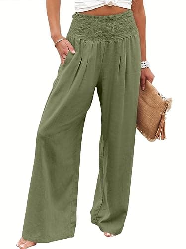 ANRABESS Women Linen Palazzo Pants
