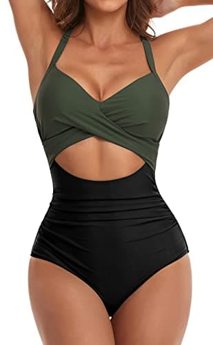 Women's Tummy Control One Piece Swimsuit with Cutout Detail