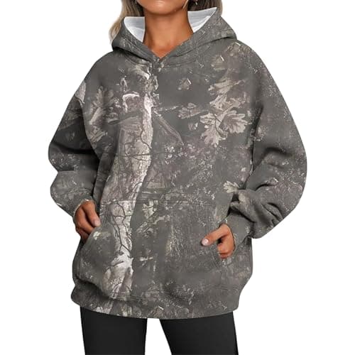 Weinexra Women's Camo Maple Leaf Print Oversized Hoodie Fleece Sweatshirt