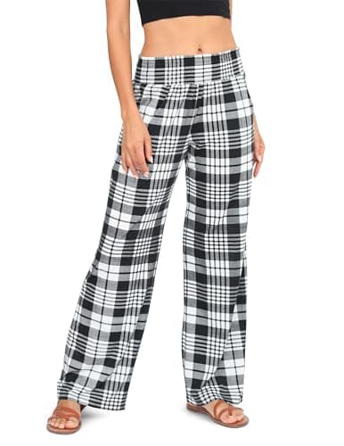 Urban CoCo Women's Boho Wide Leg Pants with Pockets