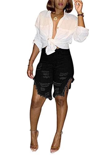 SIAEAMRG High Waisted Womens Summer Stretchy Denim Shorts