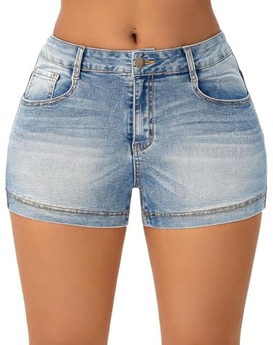 Rosswear Women's Casual Summer High-Waisted Denim Shorts