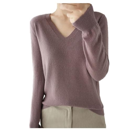 Soft V-Neck Wool Blend Sweater for Women Fall Fashion Tops