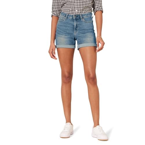 Amazon Essentials Women's Mid-Rise Slim Fit Denim Shorts