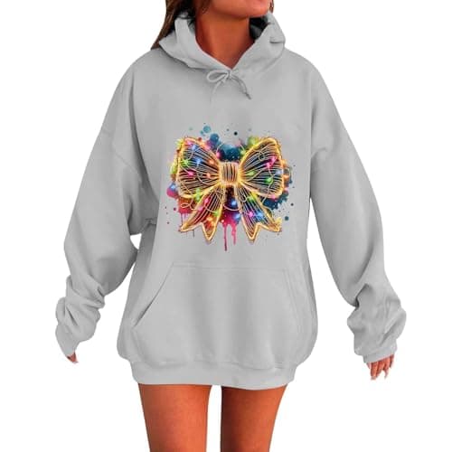 Cute Women's 2024 Oversized Christmas Sweatshirt with Pocket