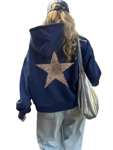 Cheetah Star Print Hoodie Sweatshirt for Women