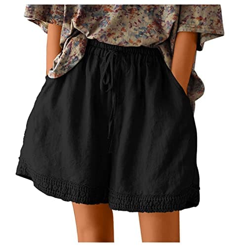 Yxzogd Women's Stretch Linen Bermuda Shorts for Summer Casual Wear