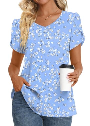 Womens Summer V Neck Chiffon Tunic Tops M-3XL