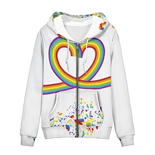 Irisjudy Monet Art Color Stripe Zip Hoodie for Women