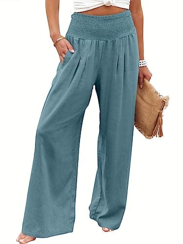 ANRABESS Women Linen Palazzo Pants