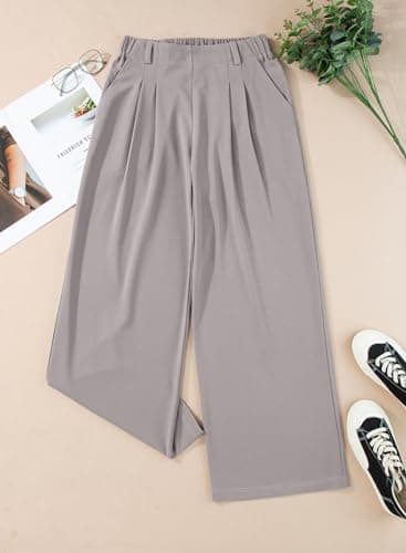 EVALESS Women's High Waisted Wide Leg Waffle Knit Palazzo Pants with Pockets