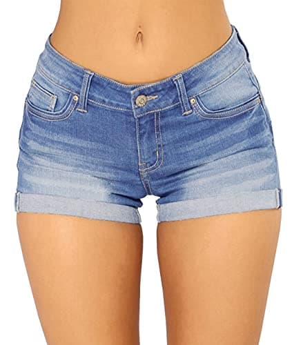 Gozilla Women's Casual Summer Mid Waist Stretchy Denim Jeans Shorts