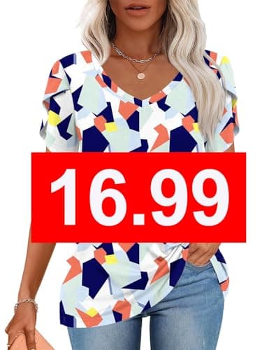 CATHY 2025 Women's Short Sleeve V-Neck Tunic Tops S-4XL