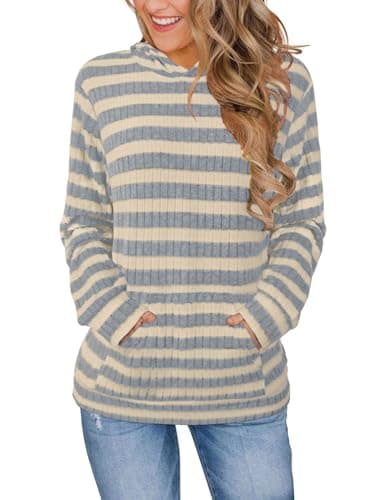 Bosmeer Women's Long Sleeve Shirts with Kangaroo Pocket & Hood Fall Pullovers