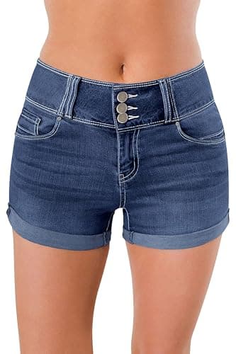 Rosswear Women's High-Waisted Stretch Denim Shorts