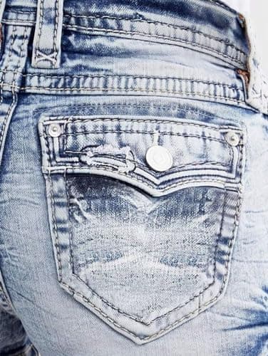 Flamingals Women's Mid-Rise Ripped Skinny Denim Shorts