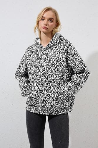 MSBESYOR Leopard Print Oversized Hoodie for Men & Women