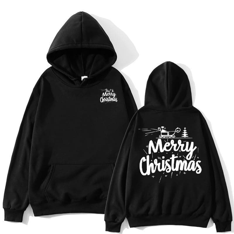 Trendy Oversized Sherpa Fleece Women's Christmas Print Hoodie Patry