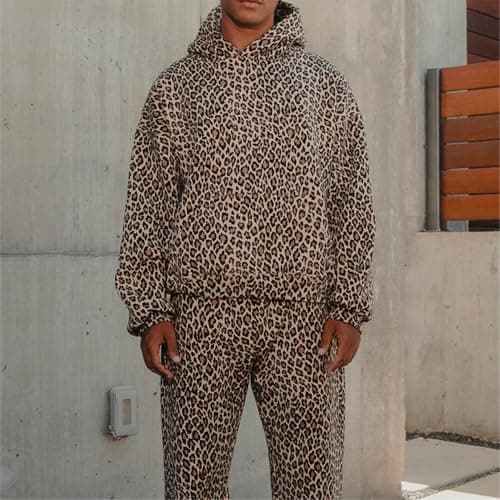 Oversized Leopard Hoodie Cheetah Print Sweatshirt Fall Y2K