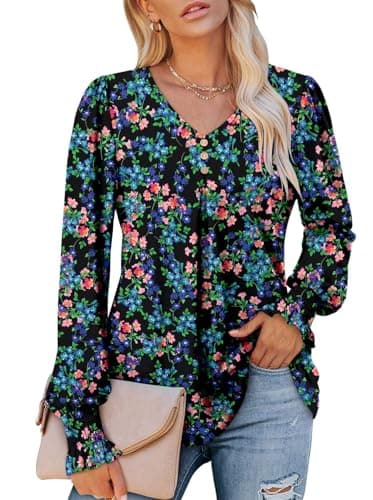 Angerella Comfortable V-Neck Long Sleeve Shirts for Women