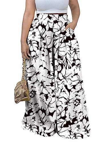 Miiyana Plus Size High Waisted Wide Leg Palazzo Trousers