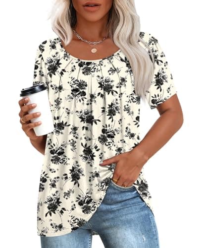 Anymeet Women's Summer Pleated Tunic Shirts M-3XL