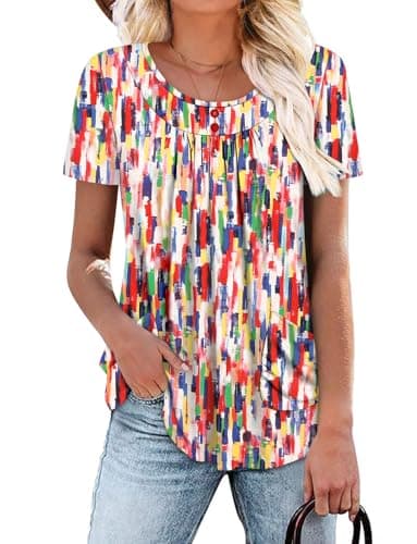 Angerella Women's Flirty Summer Pleated Floral Tunic Top S-3XL