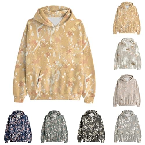 Canbebig Women's Camo Hoodie with Maple Leaf Print Casual Pullover Tops
