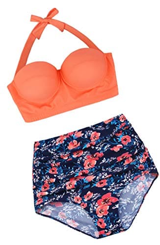 Vintage Polka Dot High Waisted Bikini Set for Women